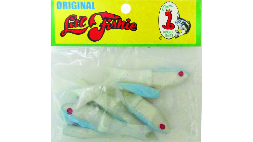 Creme Lures Lit'l Fishie Minnow Minnow, 10, 0.5in, White Pearl Blue, 2093-10