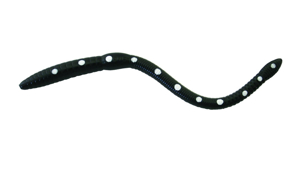 Creme Lures Scoundrel Soft Plasti Worm, 3, 6in, Black White dots, 0172-66-1