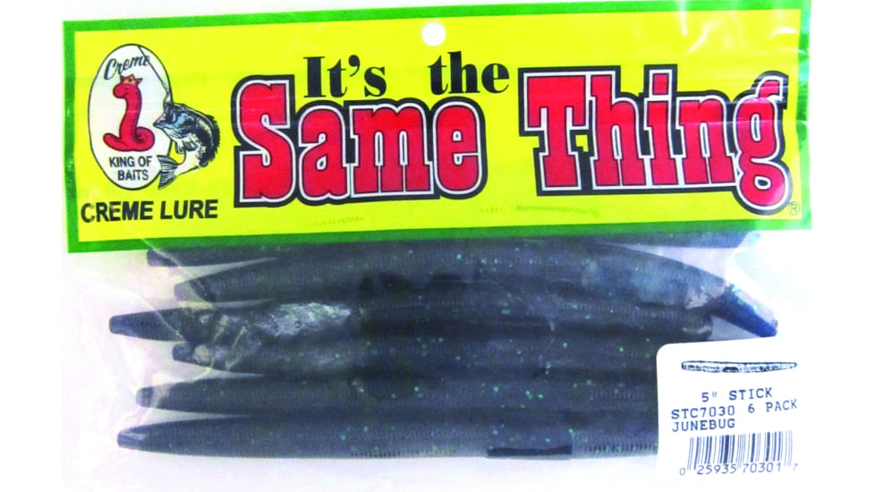 Creme Lures Stick Worm Worm, 6, 5in, Junebug, STC7030