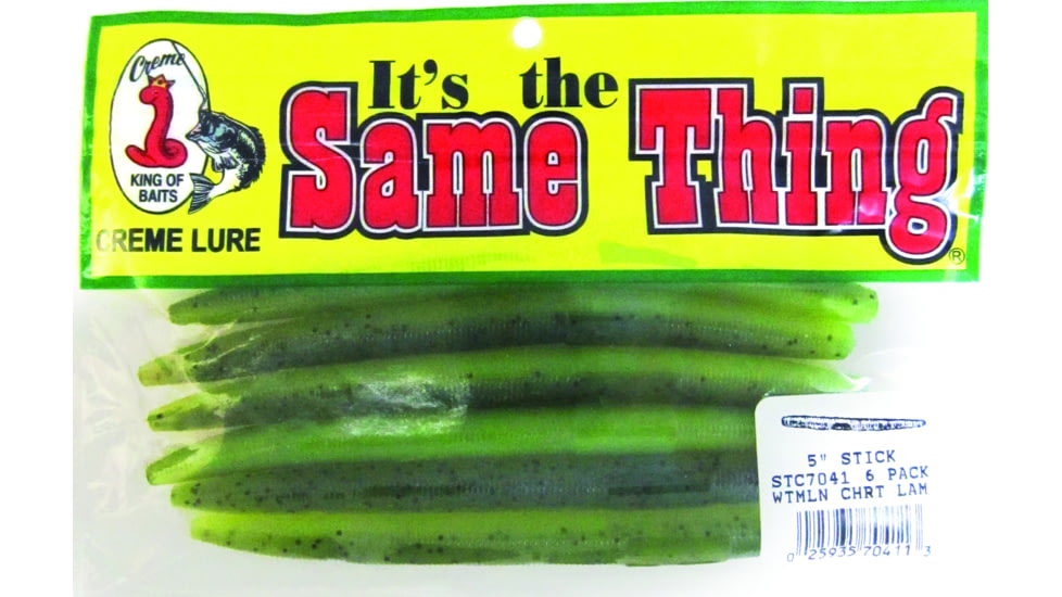 Creme Lures Stick Worm Worm, 6, 5in, Watermelon-Chartreuse, STC7041
