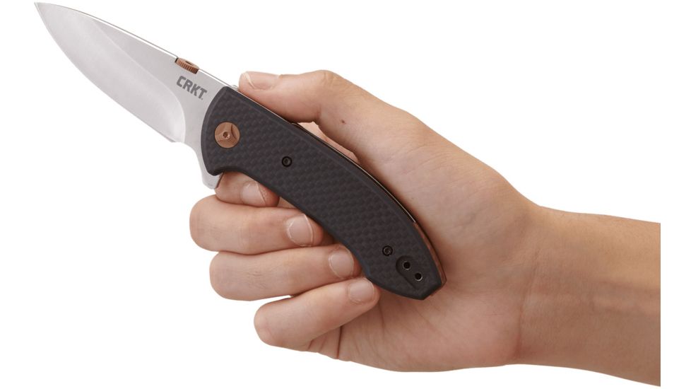 CRKT Avant Folding Knife w/Locking Liner, 3.175in 8Cr14MoV Steel Blade, Black Weaved Carbon Fiber - 1 Layer &amp; Black G10 Handle, Black, 4620
