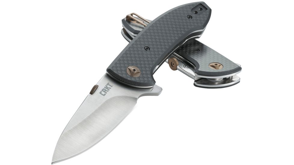 CRKT Avant Folding Knife w/Locking Liner, 3.175in 8Cr14MoV Steel Blade, Black Weaved Carbon Fiber - 1 Layer &amp; Black G10 Handle, Black, 4620