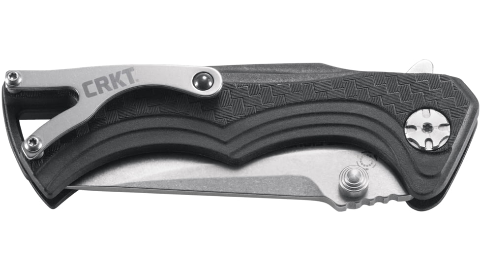 CRKT Bt Fighter - Compact, Designed By Brian Tighe in Ridgefield, Folding Knife W/Button Lock, 2.85in, Plain Edge, Stonewash Finish, Glass Reinforced Nylon Handle, 5220