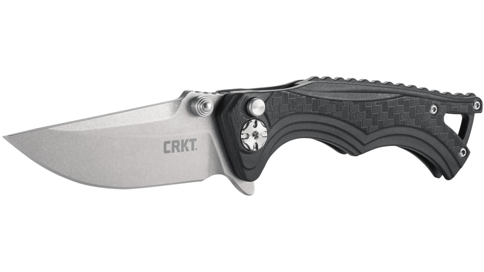 CRKT Bt Fighter - Compact, Designed By Brian Tighe in Ridgefield, Folding Knife W/Button Lock, 2.85in, Plain Edge, Stonewash Finish, Glass Reinforced Nylon Handle, 5220