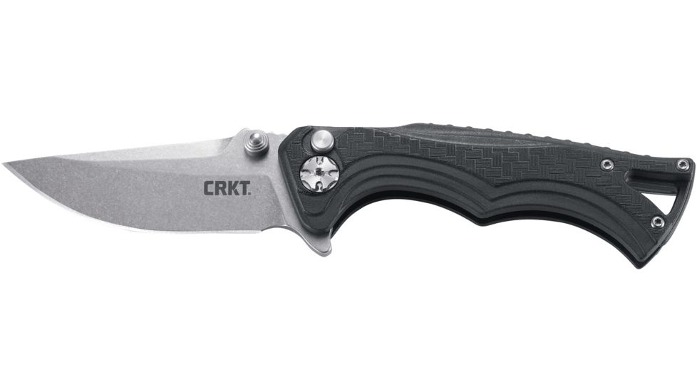 CRKT Bt Fighter - Compact, Designed By Brian Tighe in Ridgefield, Folding Knife W/Button Lock, 2.85in, Plain Edge, Stonewash Finish, Glass Reinforced Nylon Handle, 5220