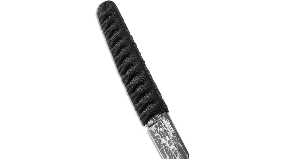 CRKT Obake Fixed Blade Knife, 3.55in, 65Mn Carbon Steel Blade, Wharncliffe Blade, Black Cord Wrapped Handle, 2367