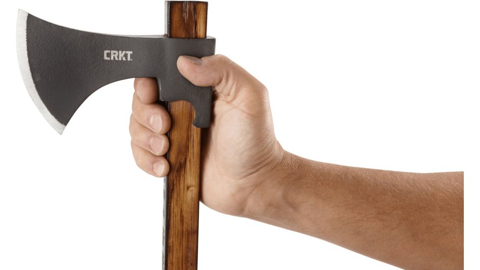 CRKT Cimbri Axe, 4.094in Hot Forged 1055 Carbon Steel Blade w/ Black Magnesium Phosphate Coating, Tennessee Hickory Handle, 2747