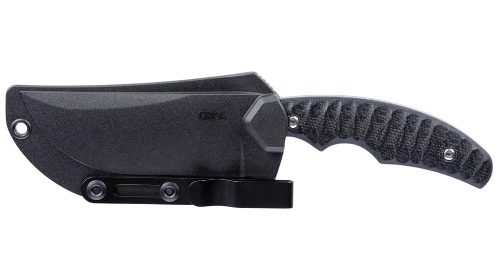 CRKT Burrower Fixed Blade Knife Black 3.66in, D2, Trailing Point, Black Micarta Handle, 3610