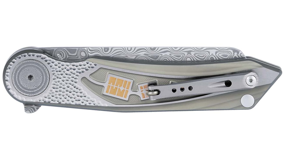 CRKT Fortuitous Folding Knife, 3.51in, Rose Damasteel, Drop Point Blade, Green G10 Handle, 4015