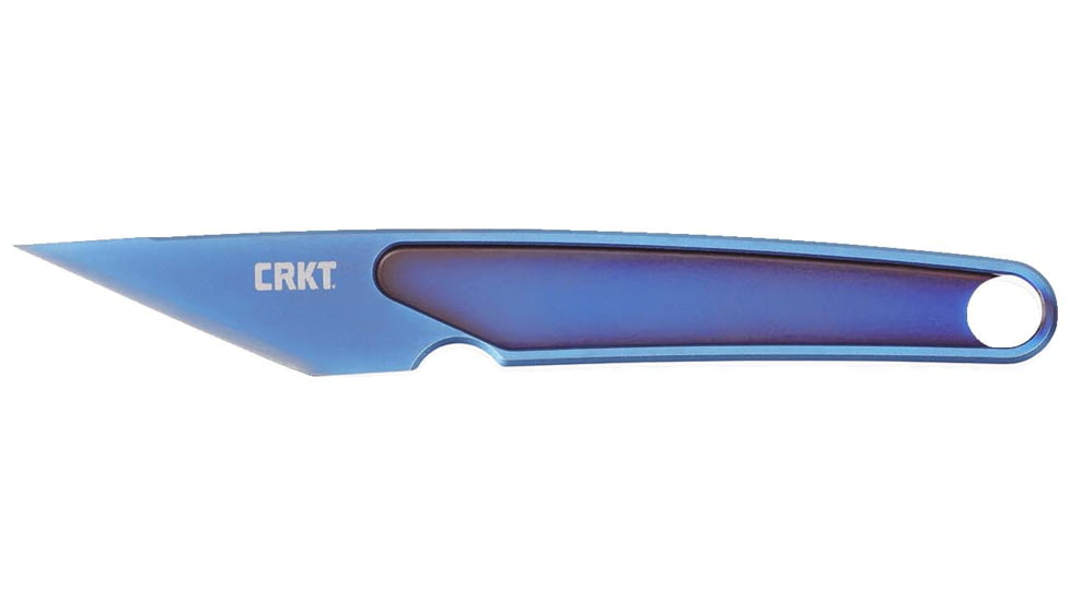CRKT HangTi Fixed Blade Knife, 1.06in, Titanium Blade, Drop Point, Blue Titanuim Handle, 7065