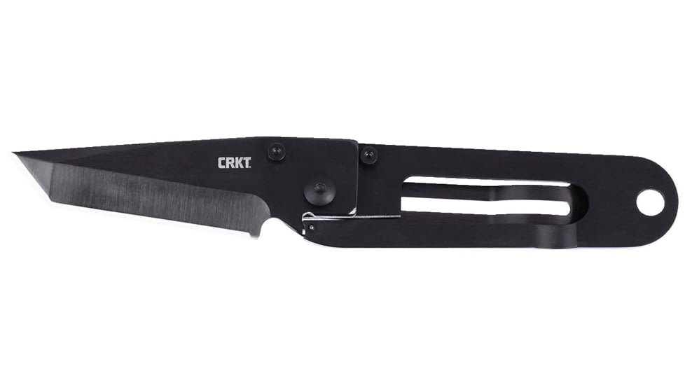 CRKT Kiss Folding Knife, 2.28in, 8Cr13MoV Stainless Steel Blade, Drop Point Blade, Black Handle, 5500KN