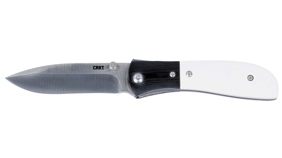 CRKT M4-02M Linerlock Assisted Opening Folding Knife, 3.25in, 8Cr13MoV, Drop Point, White Resin Infused Fiber Handle, M4-02M