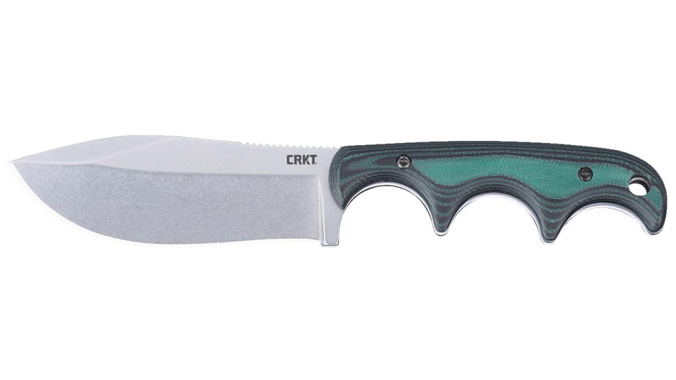 CRKT Minimalist Nessmuk Fixed Blade Knife, 2.90in, 8Cr13MoV Stainless Steel Blade, Nessmuk Blade, Green/Black G10 Handle, 2376