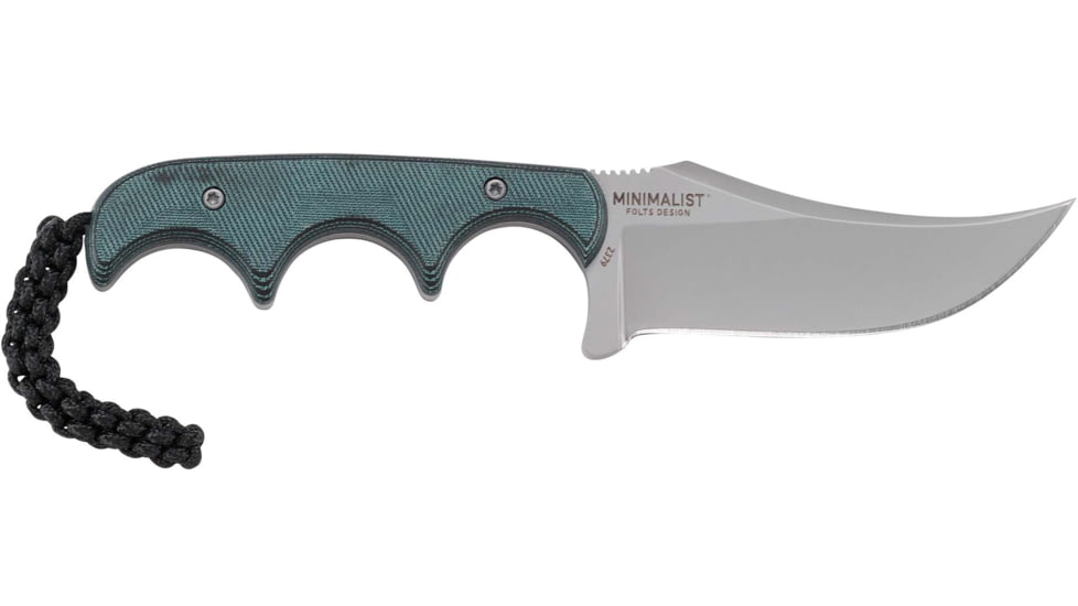 CRKT Minimalist Persian Fixed Blade Knife, 2.76in, 8Cr13MoV Stainless Steel Blade, Persian Blade, Green G10 Handle, 2379