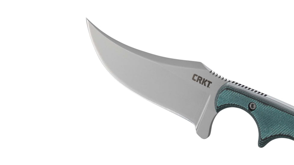 CRKT Minimalist Persian Fixed Blade Knife, 2.76in, 8Cr13MoV Stainless Steel Blade, Persian Blade, Green G10 Handle, 2379
