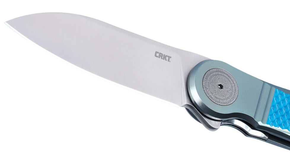 CRKT Monument Folding Knife, 3.07in, M390, Drop Point Blade, Blue G10 Handle, 4000