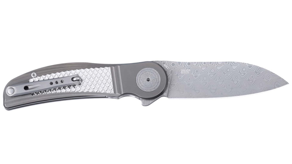 CRKT Monument Folding Knife, 3.07in, Damascus, Drop Point Blade, Silver G10 Handle, 4001