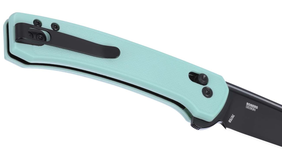 CRKT Q Compact Folding Knife, 3.05in, D2 Tool Steel Blade, Drop Point Blade, Aqua G10 Handle, 7075B