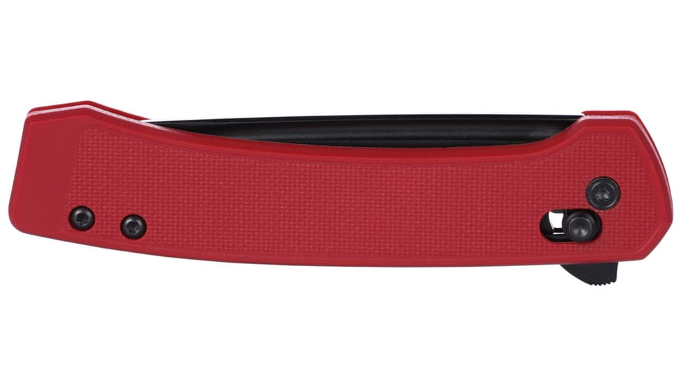 CRKT Q Compact Folding Knife, 3.05in, D2 Tool Steel Blade, Drop Point Blade, Red G10 Handle, 7075R