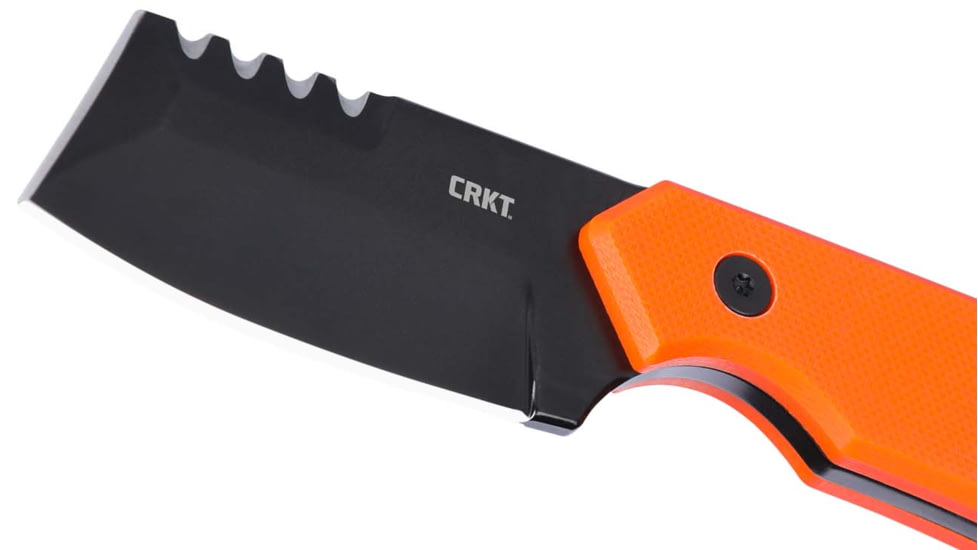 CRKT Razel Compact Fixed Blade Knife, 2.32in, 8Cr13MoV Stainless Steel Blade, Chisel Blade, Orange G10 Handle, 4036ER