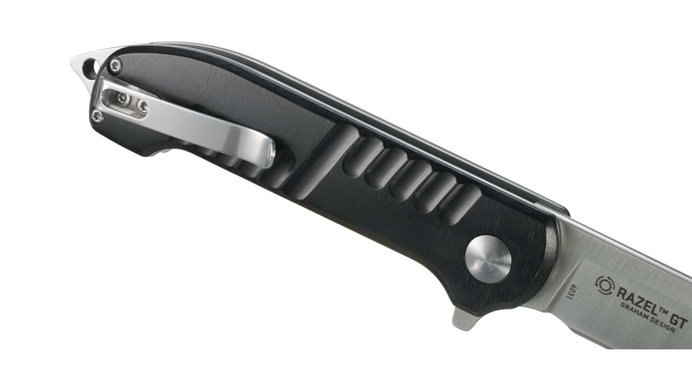 CRKT Razel GT Assisted Opening Folding Knife, 3.02in, 8Cr13MoV, Chisel, Black Aluminum Handle, Black, 4031