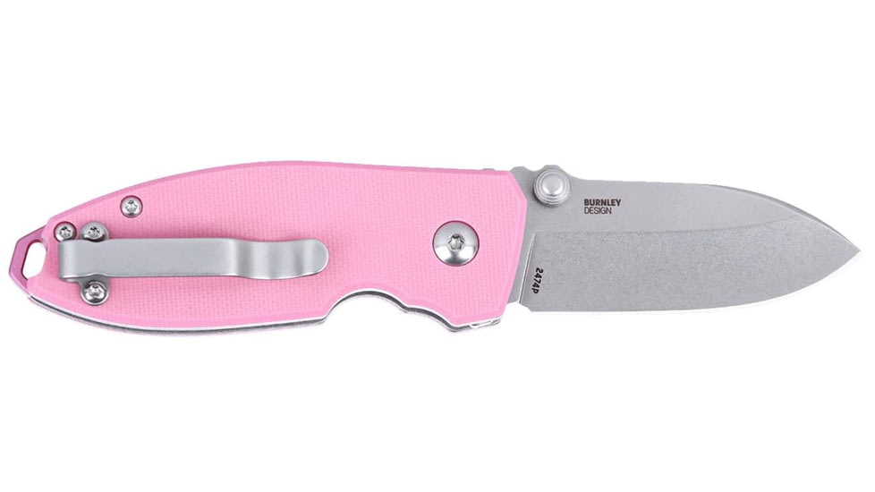 CRKT Squid Button Lock Folding Knife, 2.27in, 8Cr13MoV Stainless Steel Blade, Drop Point Blade, Rose Quartz G10 Handle, 2474P
