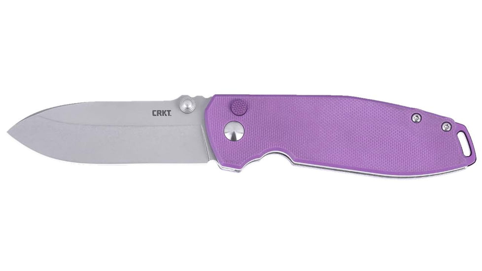 CRKT Squid XM Folding Knife, 2.95in, 8Cr13MoV Stainless Steel Blade, Drop Point Blade, Purple G10 Handle, 2495P