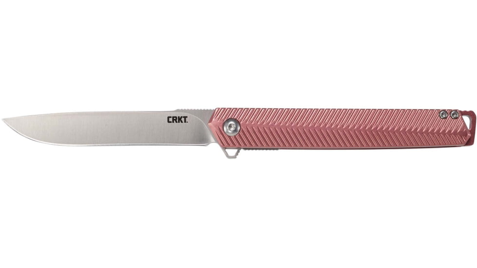 CRKT Stylus Assisted Opening Folding Knife, 3.18in, 12C27, Drop Point, Maroon Aluminum Handle, K820BXP