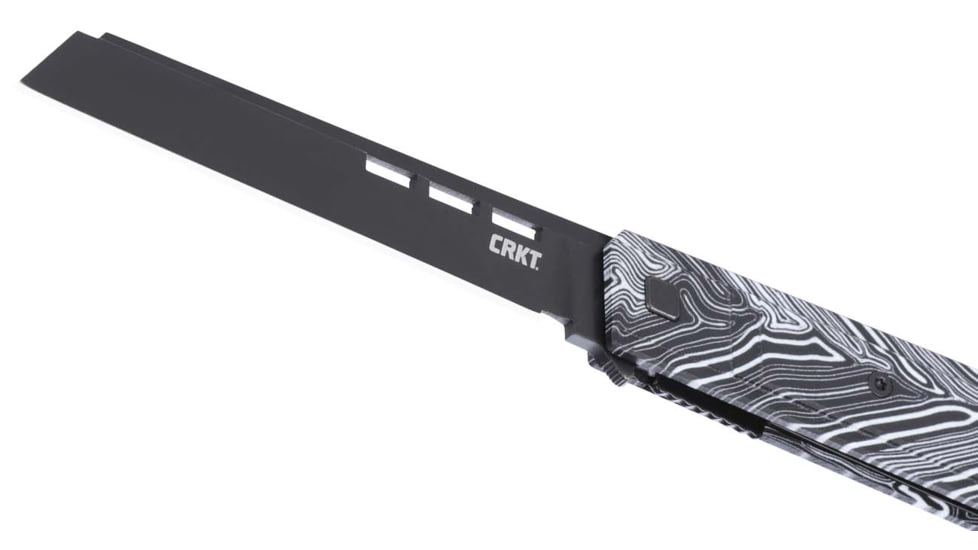 CRKT Zephyr Folding Knife, 3.22in, 8Cr13MoV Stainless Steel Blade, Drop Point Blade, Black/White G10 Handle, 3850W