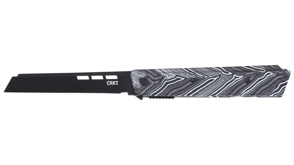 CRKT Zephyr Folding Knife, 3.22in, 14C28N, Drop Point Blade, Black/White G10 Handle, 3850W