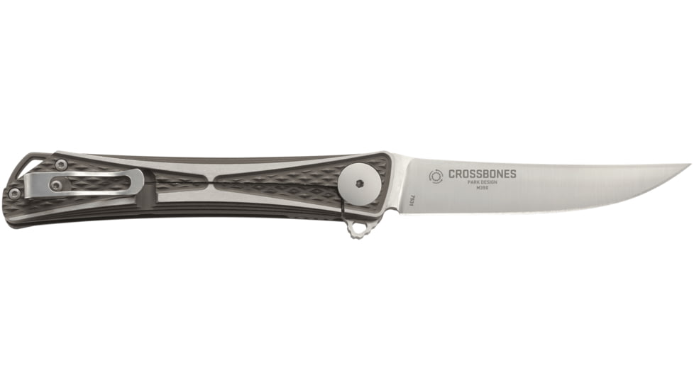 CRKT Crossbones - Limited Edition, Designed By Jeff Park in Mililani, Folding Knife w/Frame Lock, 3.47in, Plain Edge, Satin Finish, 6AL4V Titanium Handle, 7531