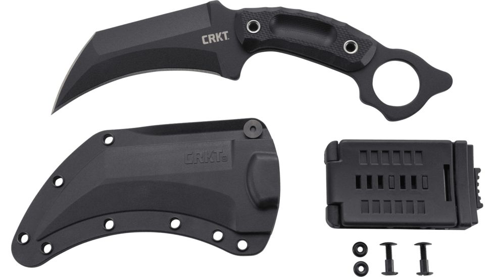 CRKT Du Hoc Fixed Blade Knife w/Sheath, 5.095in SK5 Steel Blade, G10 Handle, Black, 2630