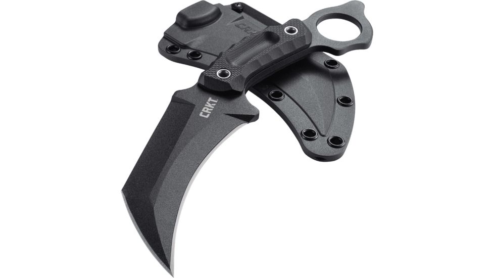 CRKT Du Hoc Fixed Blade Knife w/Sheath, 5.095in SK5 Steel Blade, G10 Handle, Black, 2630