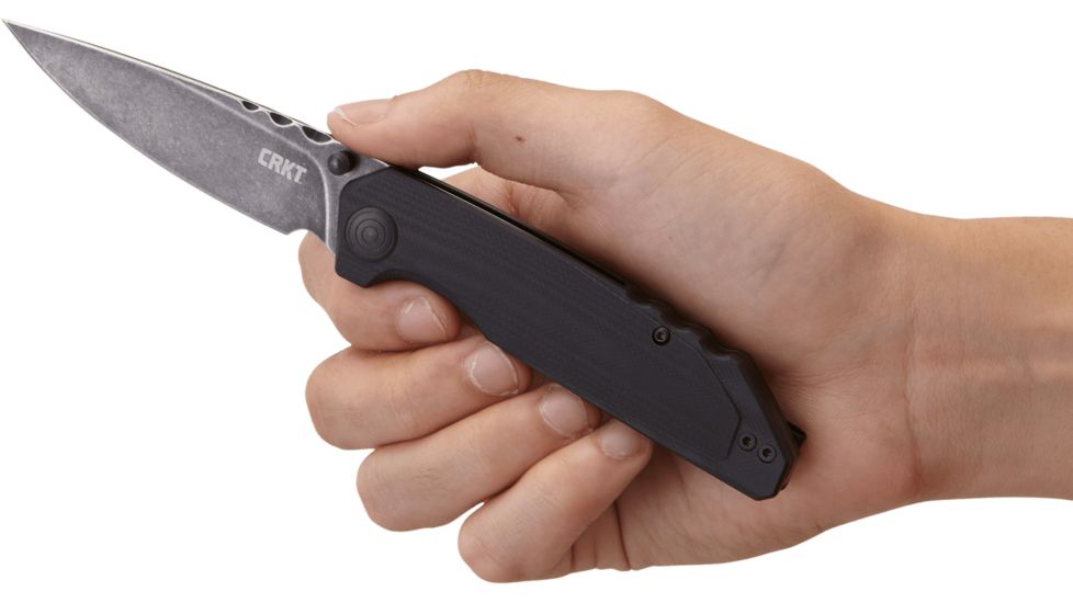 CRKT Fast Lane Folding Knife w/Locking Liner, 3.476in 8Cr14MoV Steel Blade, G10 Handle, Black, 7045