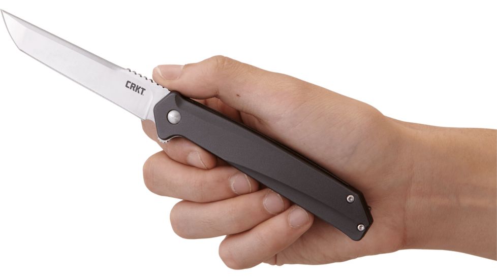 CRKT Helical Folding Knife w/Locking Liner, 3.524in 8Cr13MoV Steel Blade, 6061 Aluminum Handle, Black, K500GXP