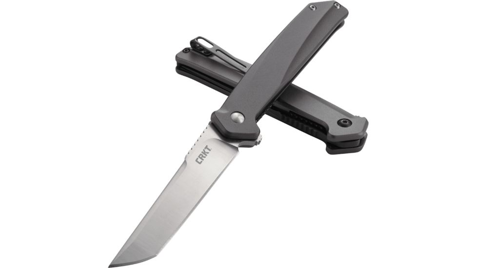 CRKT Helical Folding Knife w/Locking Liner, 3.524in 8Cr13MoV Steel Blade, 6061 Aluminum Handle, Black, K500GXP