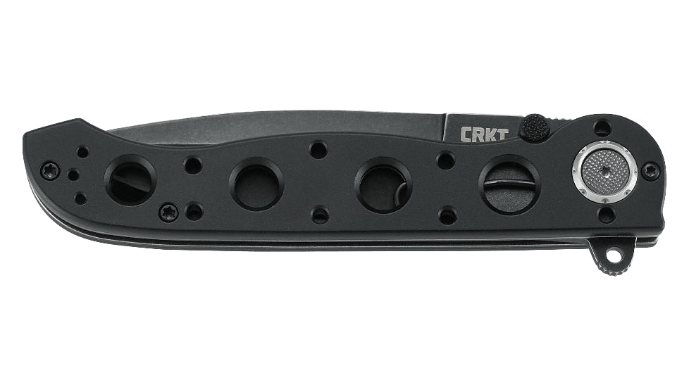 CRKT M16-03DB Folding Knife by Kit Carson, 3.5in, D2 Steel, Stonewash Plain Blade, Black Matte Aluminum Handle, M1603DB