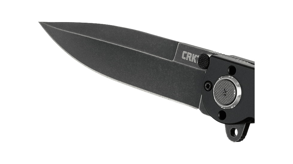 CRKT M16-03DB Folding Knife by Kit Carson, 3.5in, D2 Steel, Stonewash Plain Blade, Black Matte Aluminum Handle, M1603DB