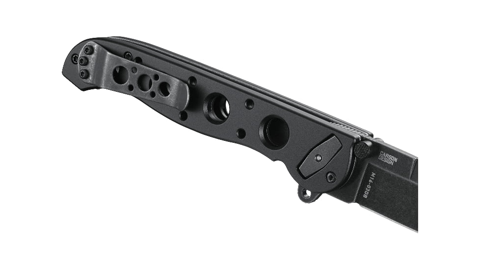 CRKT M16-03DB Folding Knife by Kit Carson, 3.5in, D2 Steel, Stonewash Plain Blade, Black Matte Aluminum Handle, M1603DB