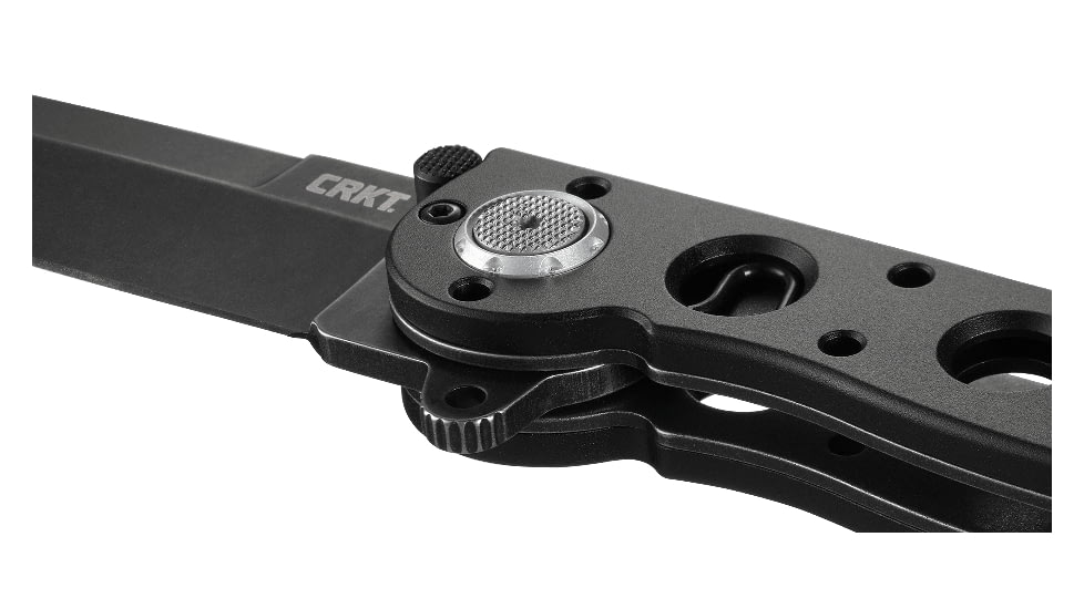 CRKT M16-03DB Folding Knife by Kit Carson, 3.5in, D2 Steel, Stonewash Plain Blade, Black Matte Aluminum Handle, M1603DB