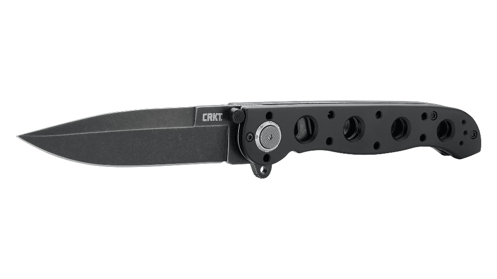 CRKT M16-03DB Folding Knife by Kit Carson, 3.5in, D2 Steel, Stonewash Plain Blade, Black Matte Aluminum Handle, M1603DB