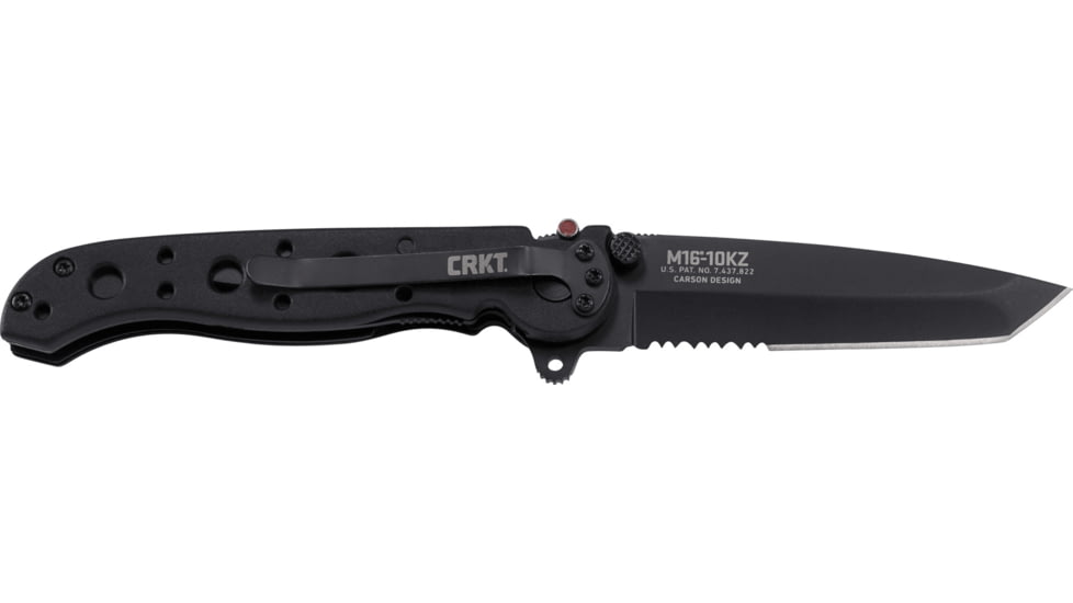 CRKT M16-10 Carson EDC Tanto Folding Knife, Black, Triple Point Serrations, EDP Blade M16-10KZ
