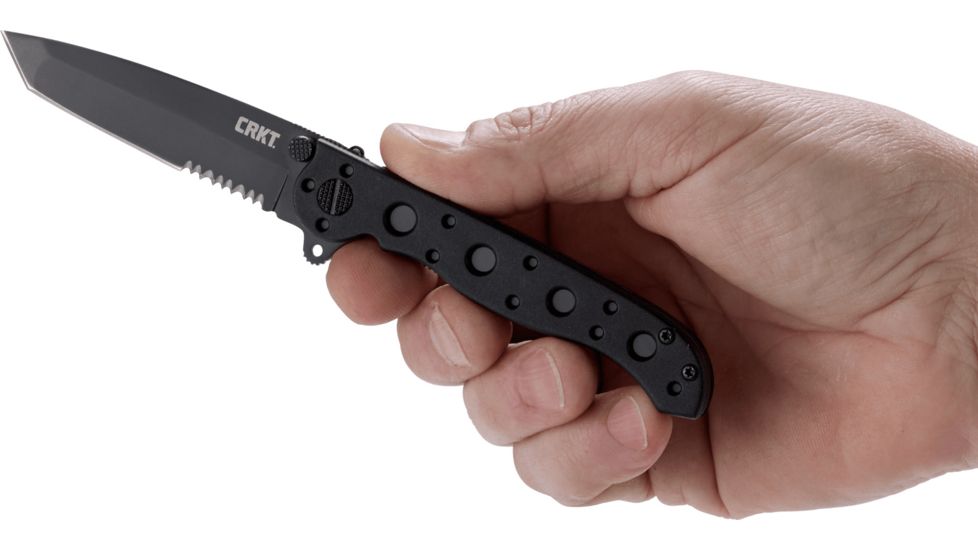 CRKT M16-10 Carson EDC Tanto Folding Knife, Black, Triple Point Serrations, EDP Blade M16-10KZ
