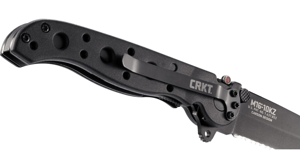 CRKT M16-10 Carson EDC Tanto Folding Knife, Black, Triple Point Serrations, EDP Blade M16-10KZ