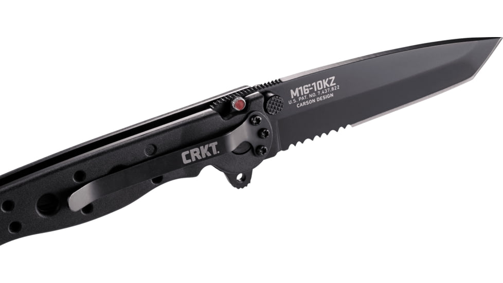 CRKT M16-10 Carson EDC Tanto Folding Knife, Black, Triple Point Serrations, EDP Blade M16-10KZ