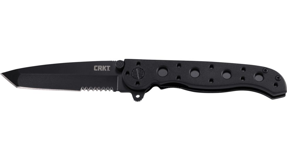 CRKT M16-10 Carson EDC Tanto Folding Knife, Black, Triple Point Serrations, EDP Blade M16-10KZ