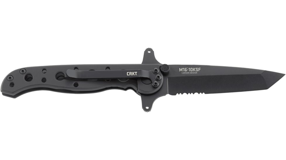 CRKT M16-10 Special Forces Tanto Black Folding Knife, Stainless Steel, Triple Point Serrations, M16-10KSF