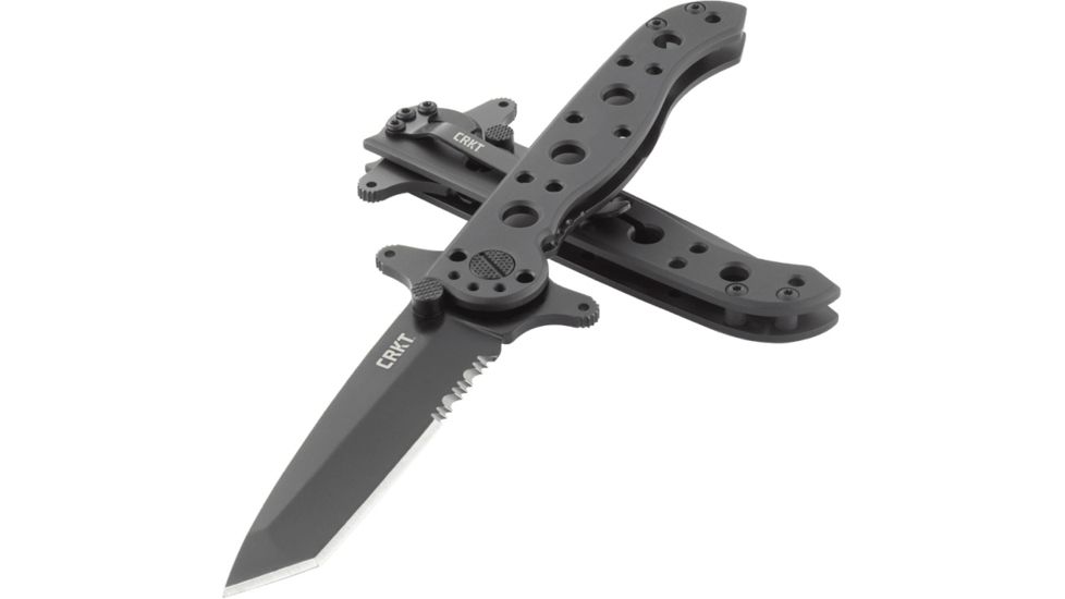 CRKT M16-10 Special Forces Tanto Black Folding Knife, Stainless Steel, Triple Point Serrations, M16-10KSF