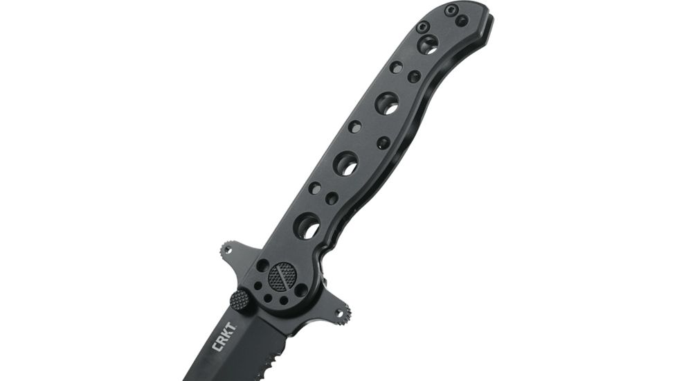 CRKT M16-10 Special Forces Tanto Black Folding Knife, Stainless Steel, Triple Point Serrations, M16-10KSF