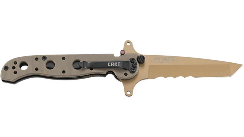 CRKT M16-13 Carson Special Forces Desert Tanto Folding Knife, Tan Finish M16-13DSFG